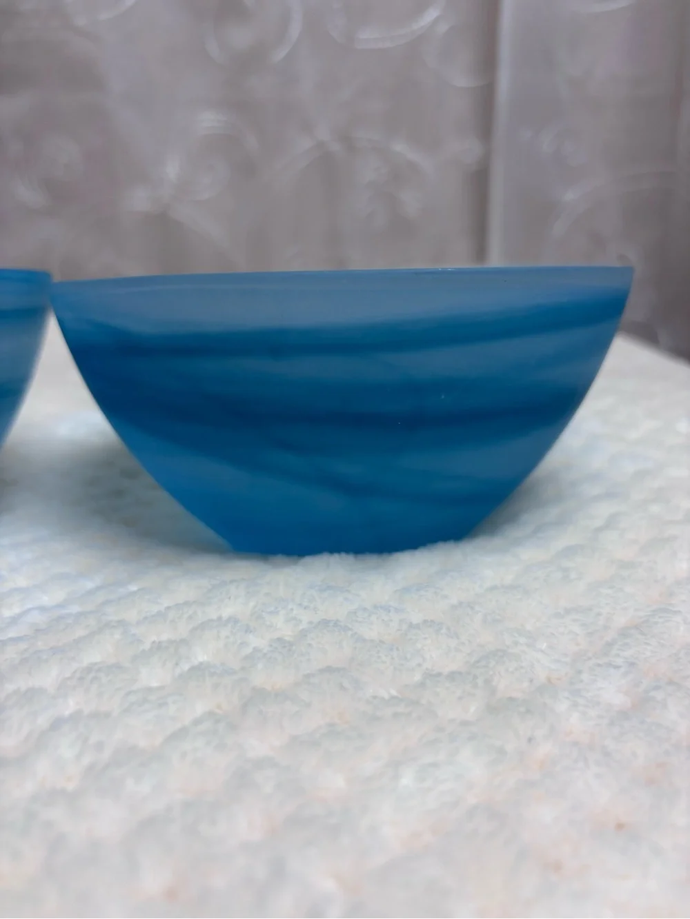 Alabaster Glass Bowls (2); Swirl Finish in Turquoise and Aqua